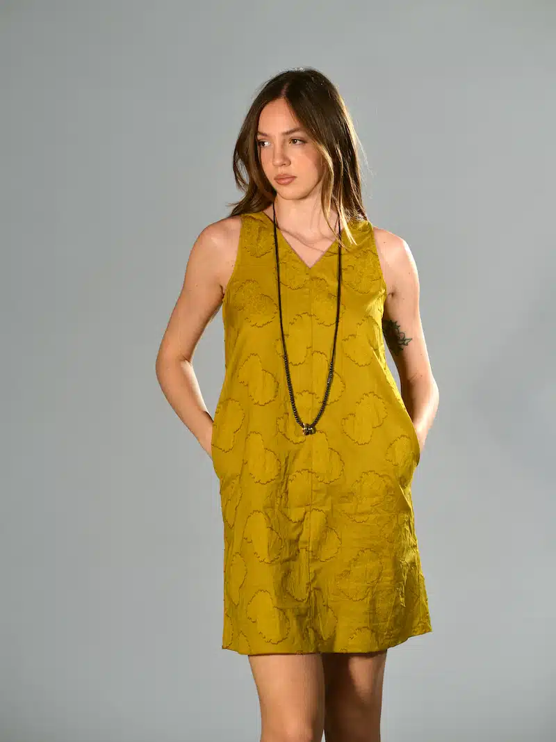 Abito corto cotone giallo marina lari