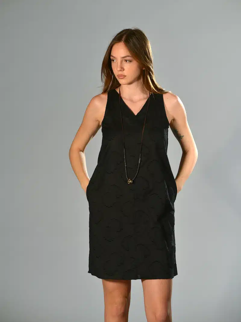 Abito corto cotone nero marina lari 5 1