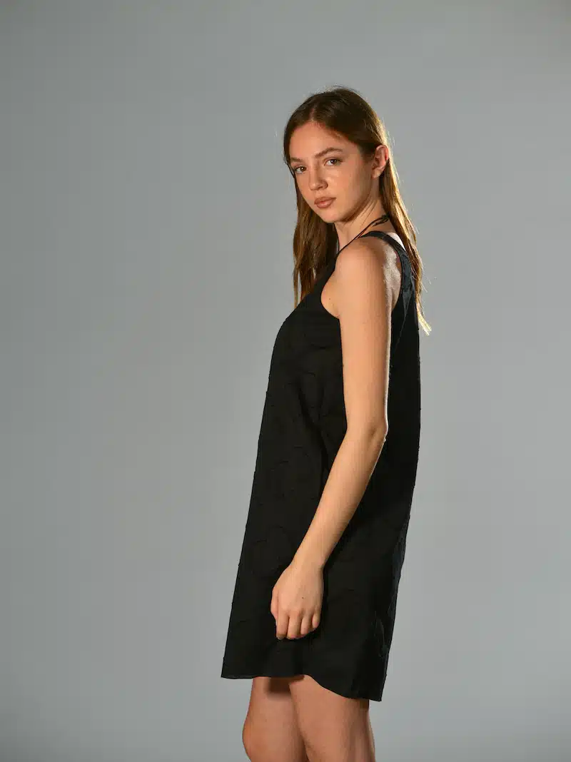 Abito corto cotone nero marina lari 6 1