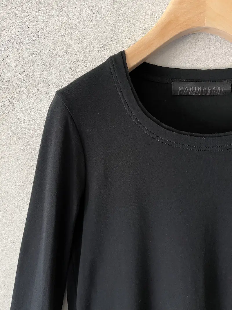 T-shirt cotone manica lunga nero marina lari