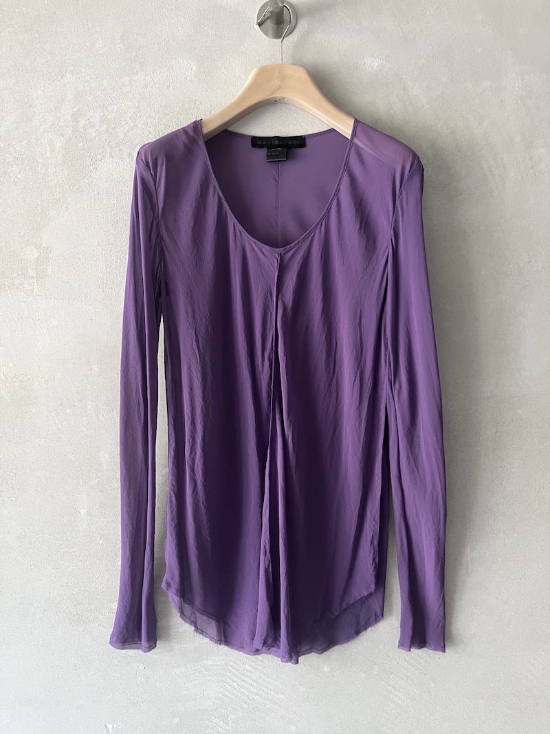 top over sbieco seta viola manica lunga marina lari