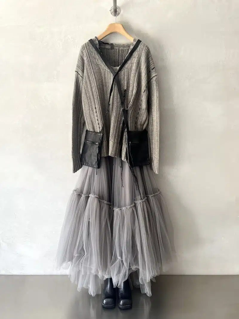 gonna lunga tulle grigia marc le bihan