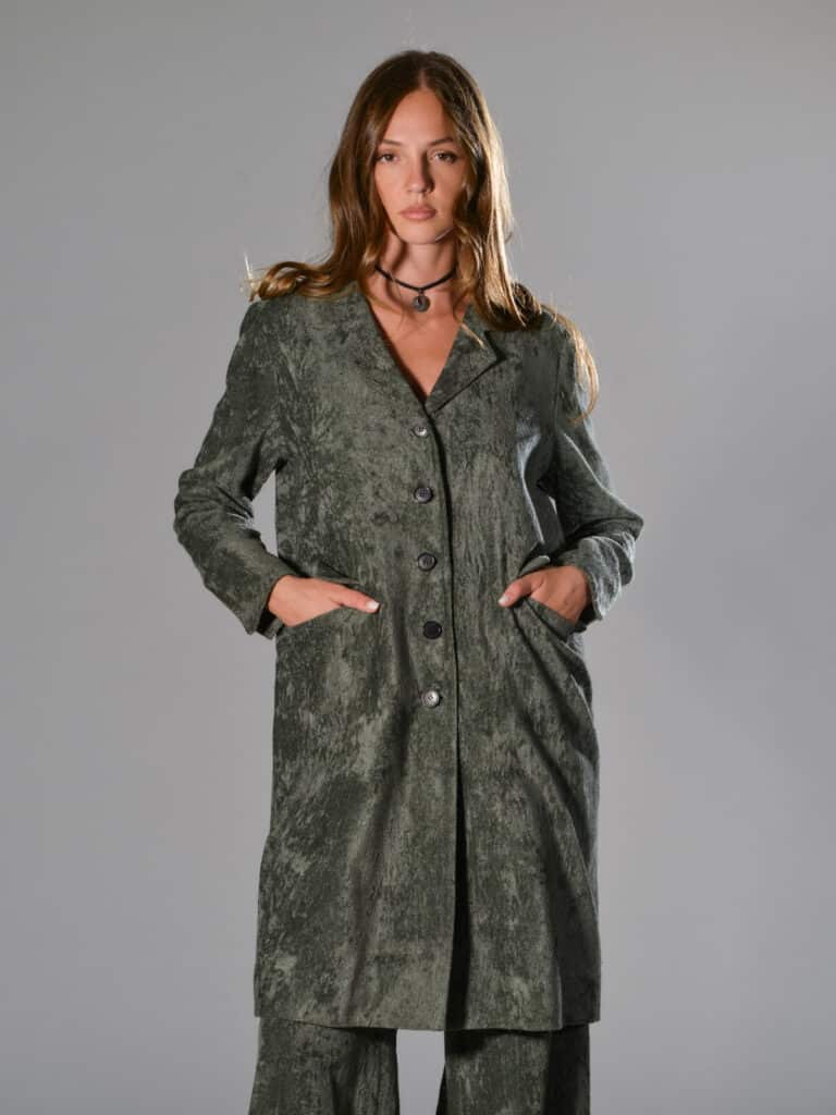 cappotto oversize velluto verde marina lari 1