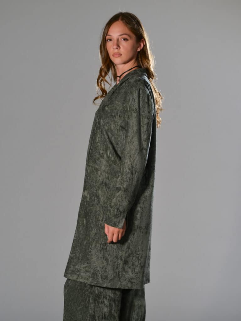 cappotto oversize velluto verde marina lari 2