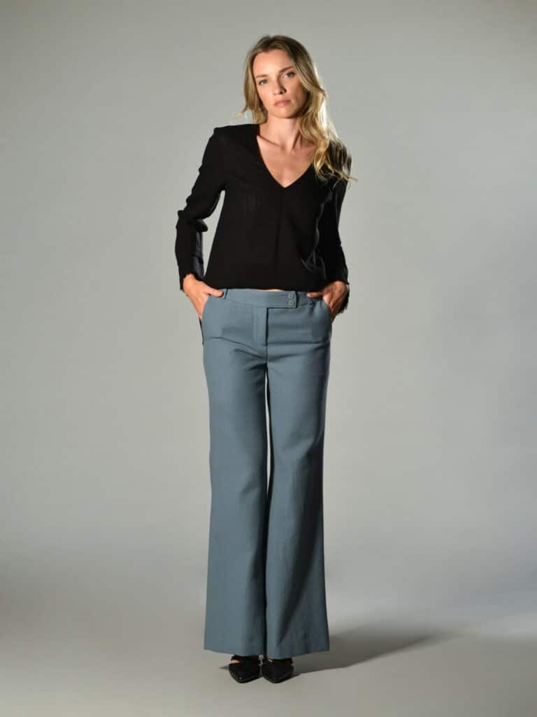 pantaloni crop in lana azzurri marina lari