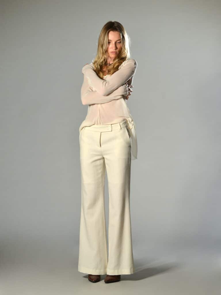 pantaloni crop in lana bianco marina lari