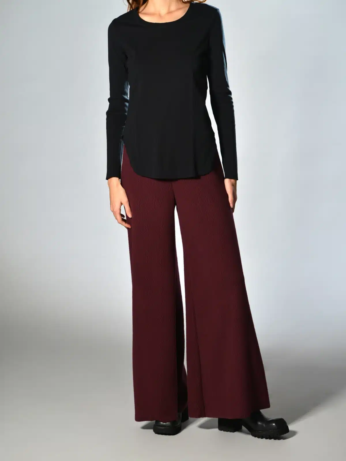 pantaloni gamba larga bordeaux marina lari