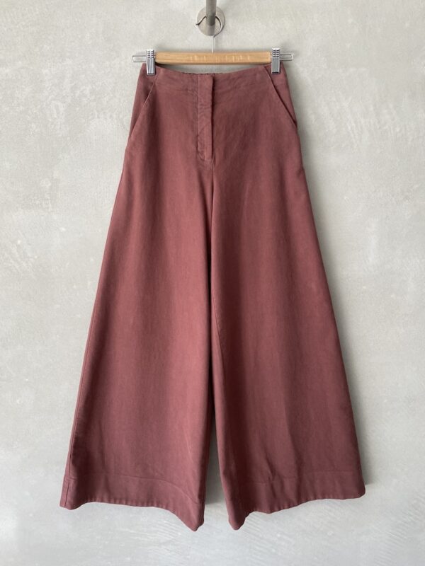 pantaloni larghi fustagno cotone mattone barbara tani