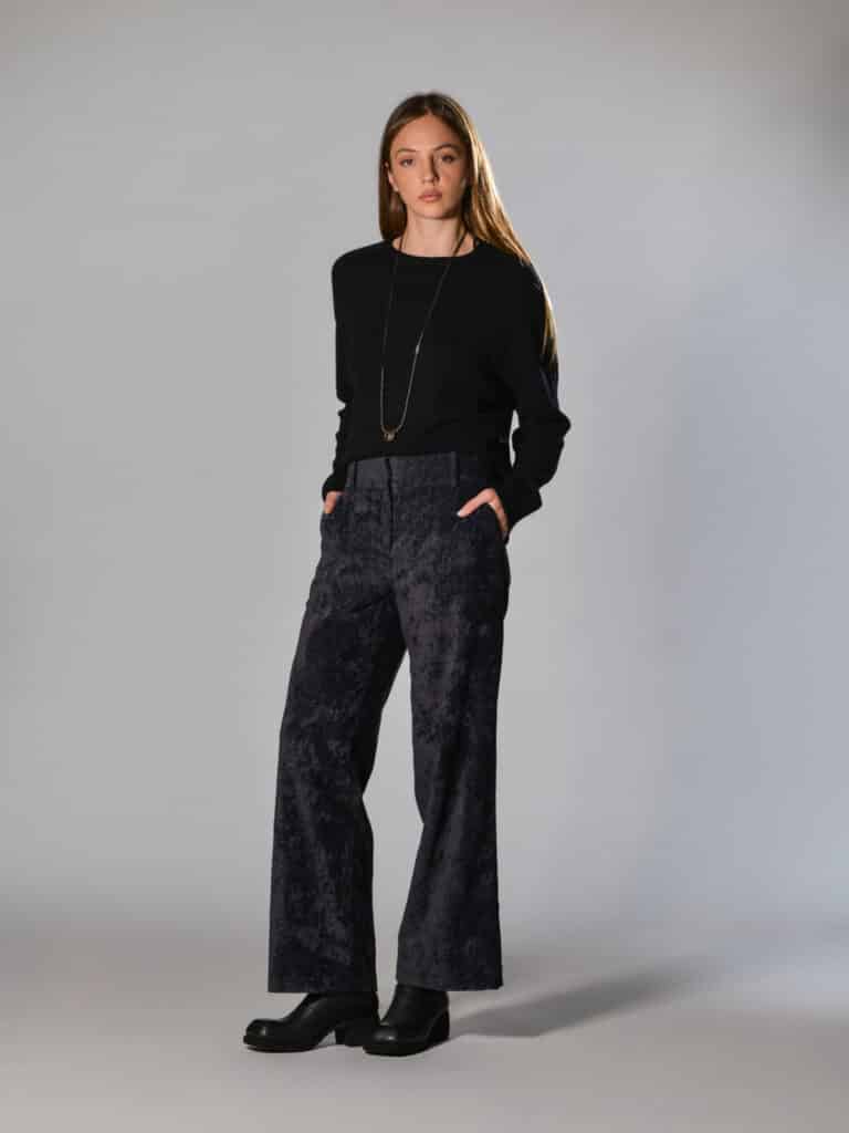 pantaloni lunghi gamba dritta velluto blu marina lari 1