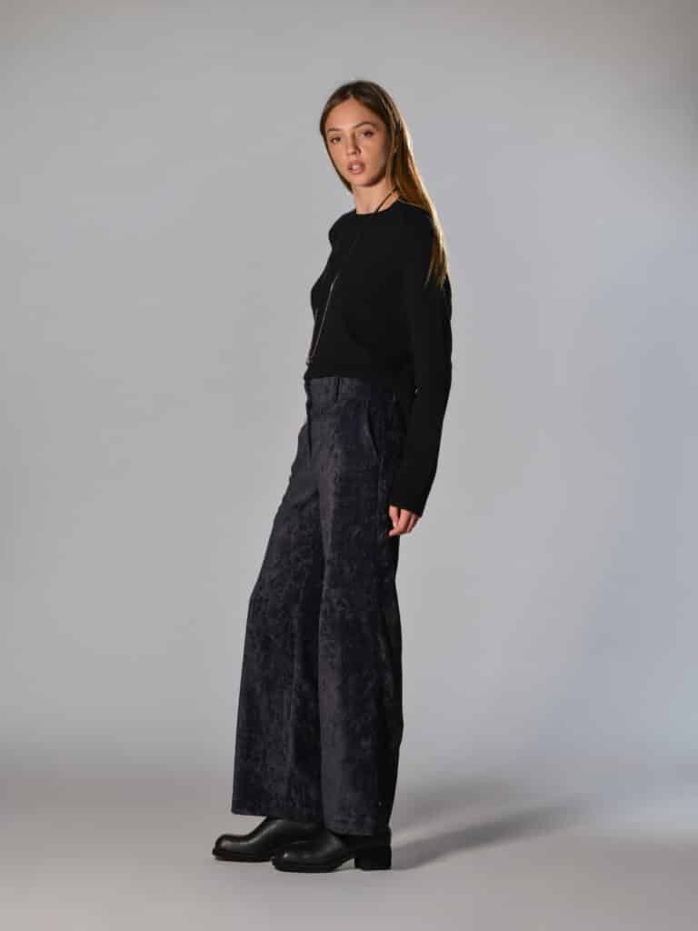 pantaloni lunghi gamba dritta velluto blu marina lari 2