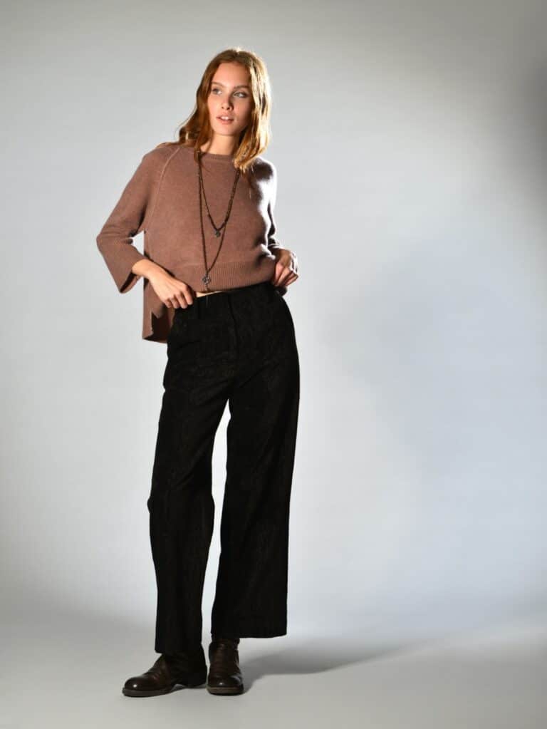 pantaloni lunghi gamba dritta velluto marrone marina lari 1