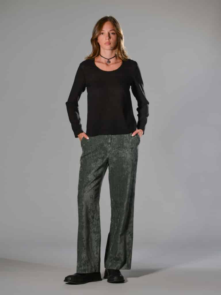 pantaloni lunghi gamba dritta velluto verde marina lari 1
