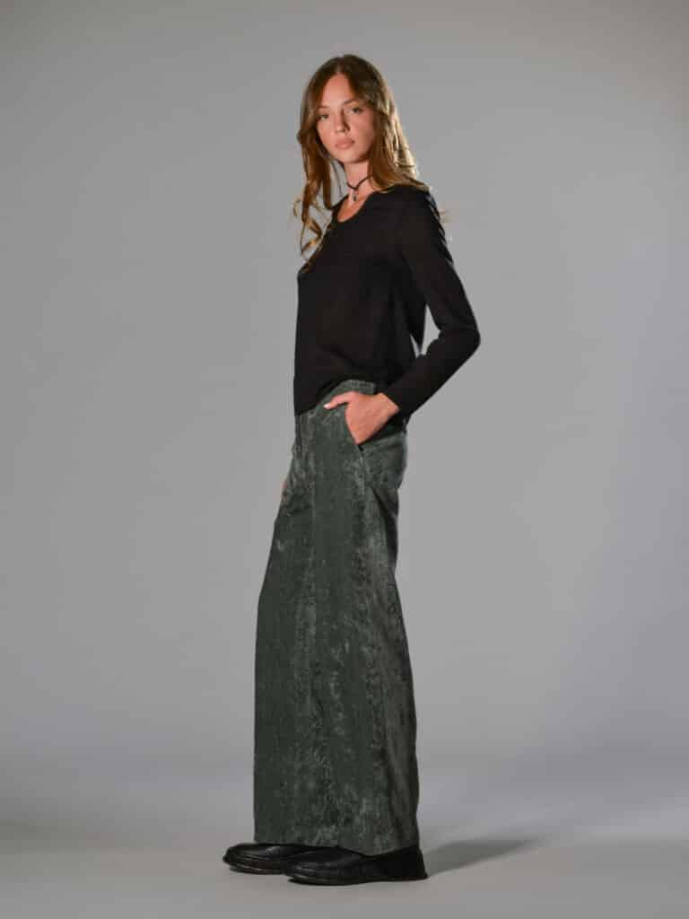 pantaloni lunghi gamba dritta velluto verde marina lari 2