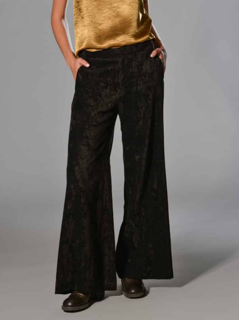 pantaloni lunghi gamba larga velluto marrone marina lari 1