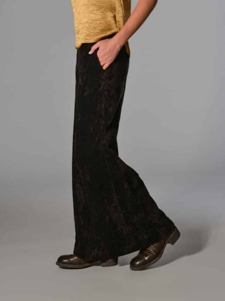 pantaloni lunghi gamba larga velluto marrone marina lari 2