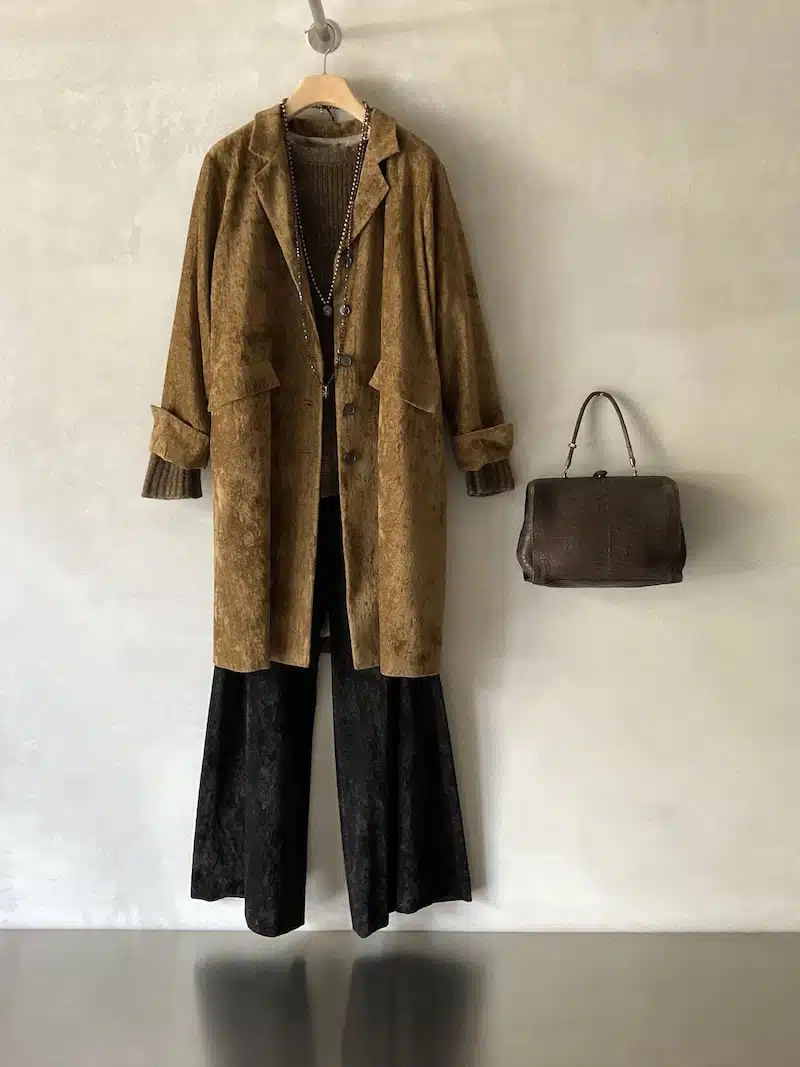 cappotto velluto di lino mostarda marina lari