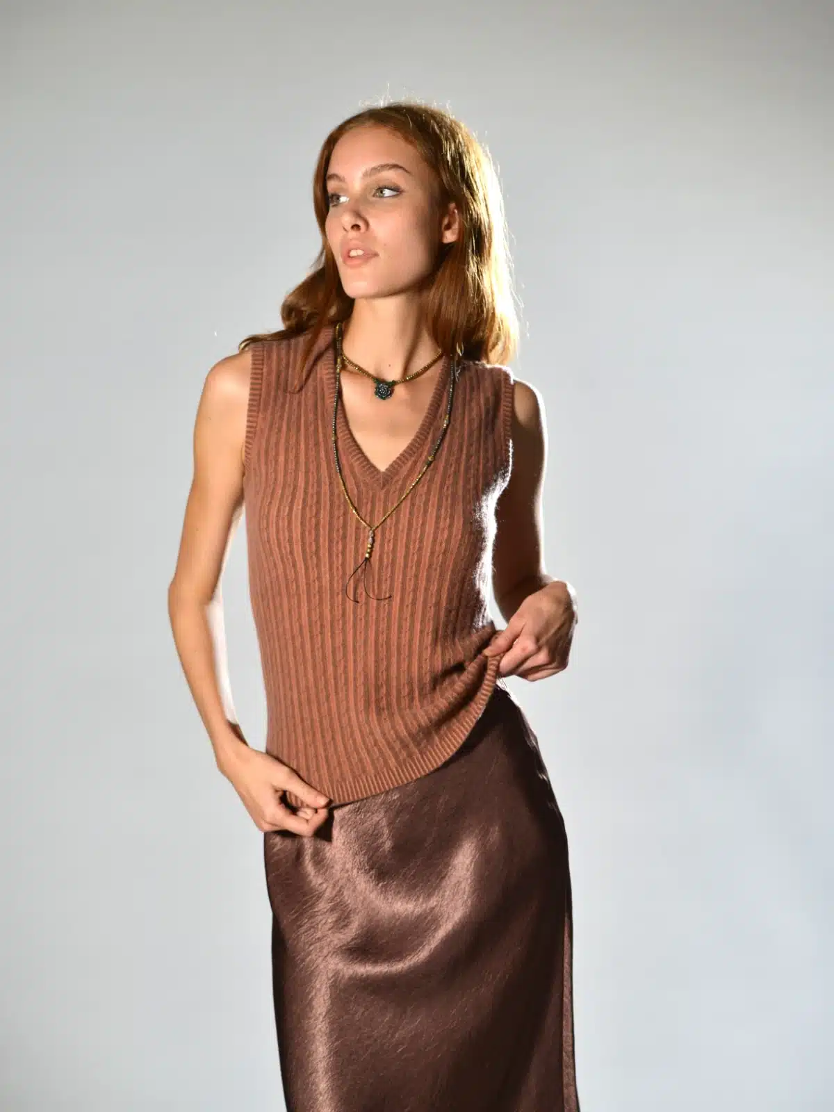 gilet cashmere mauve marina lari