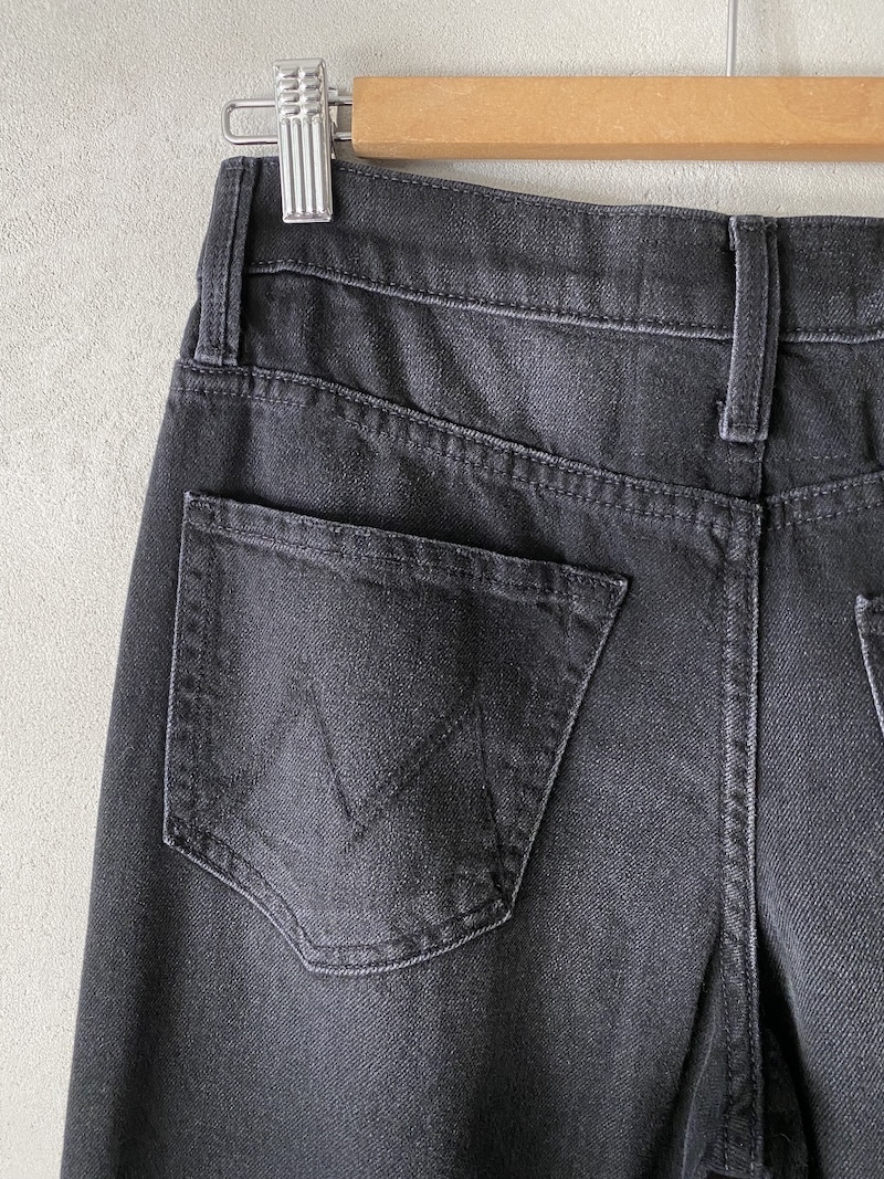 jeans gamba dritta leggero cotone nero the snipper zip sneak mother denim