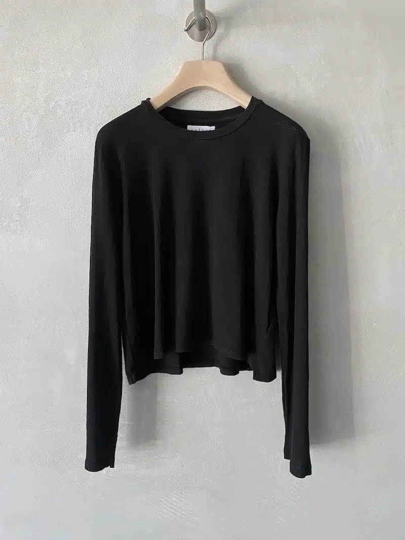 t shirt crop lino elasticizzato manica lunga nero velvet