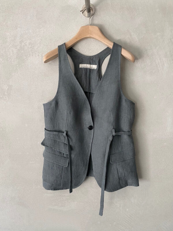 Gilet lino grigio marina lari