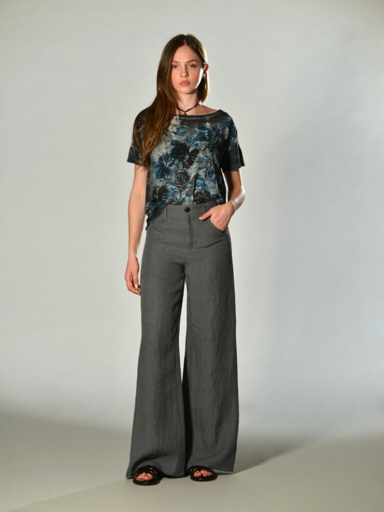 pantaloni gamba dritta in lino grigio marina lari 1