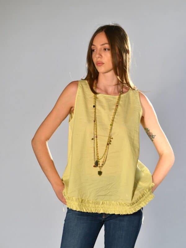 top oversize smanicato cotone seta giallino apuntobi