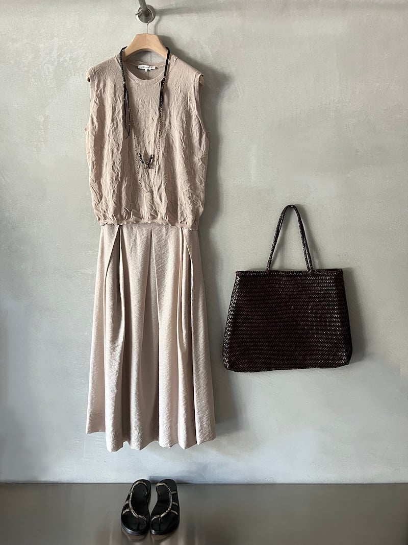 gonna lunga rosa marina lari maglia beige cotone stefano mortari