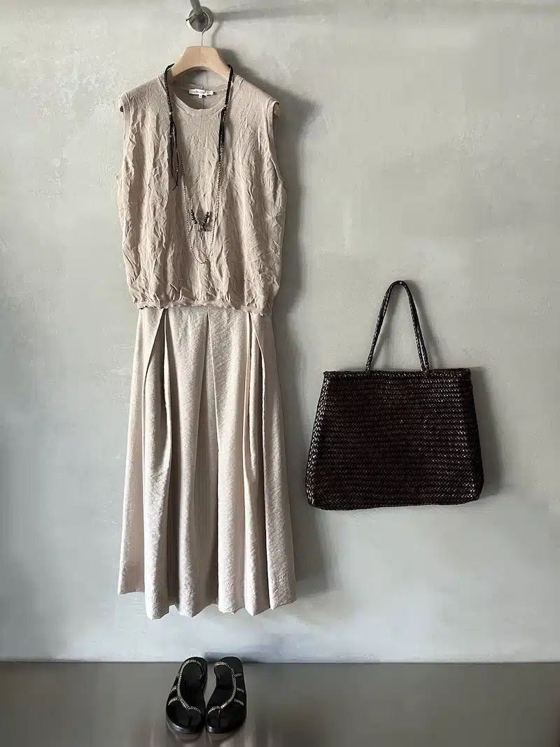 gonna lunga rosa marina lari maglia beige cotone stefano mortari