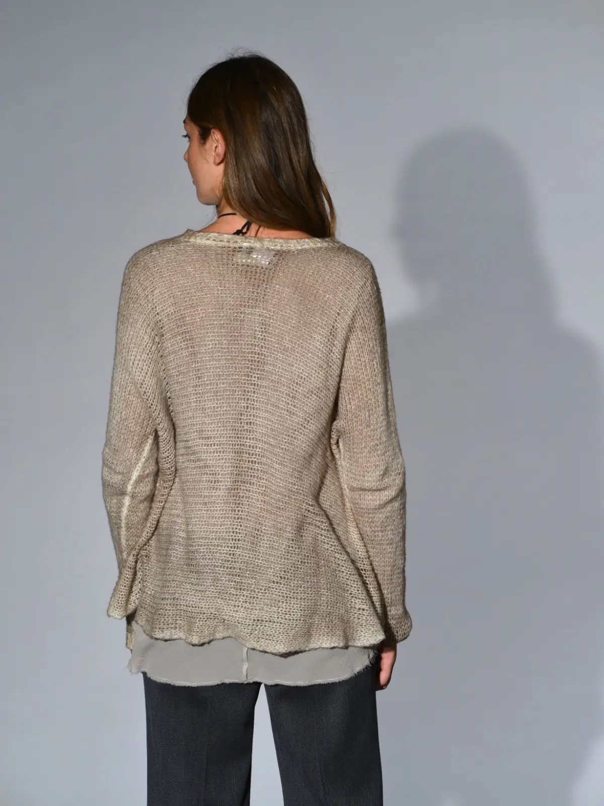 maglia leggera cashmere seta beige avant toi 2