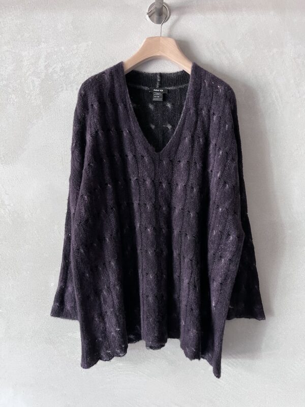 maglia over leggera trecce cashmere seta melanzana avant toi