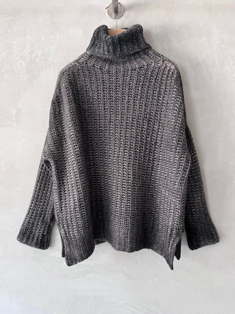maglione over cashmere seta collo alto grigio avant toi