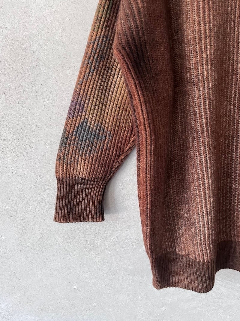 maglione over collo alto merino cashmere ricamo tabacco avant toi