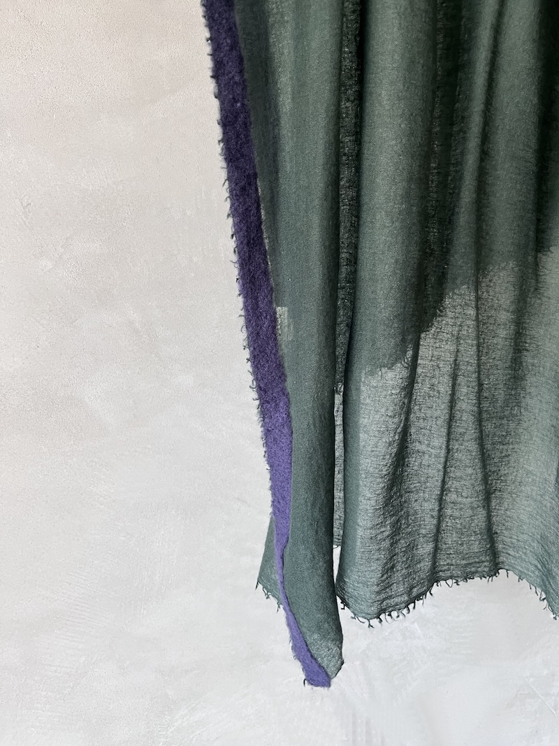 sciarpa cashmere leggero bicolore verde mirror in the sky