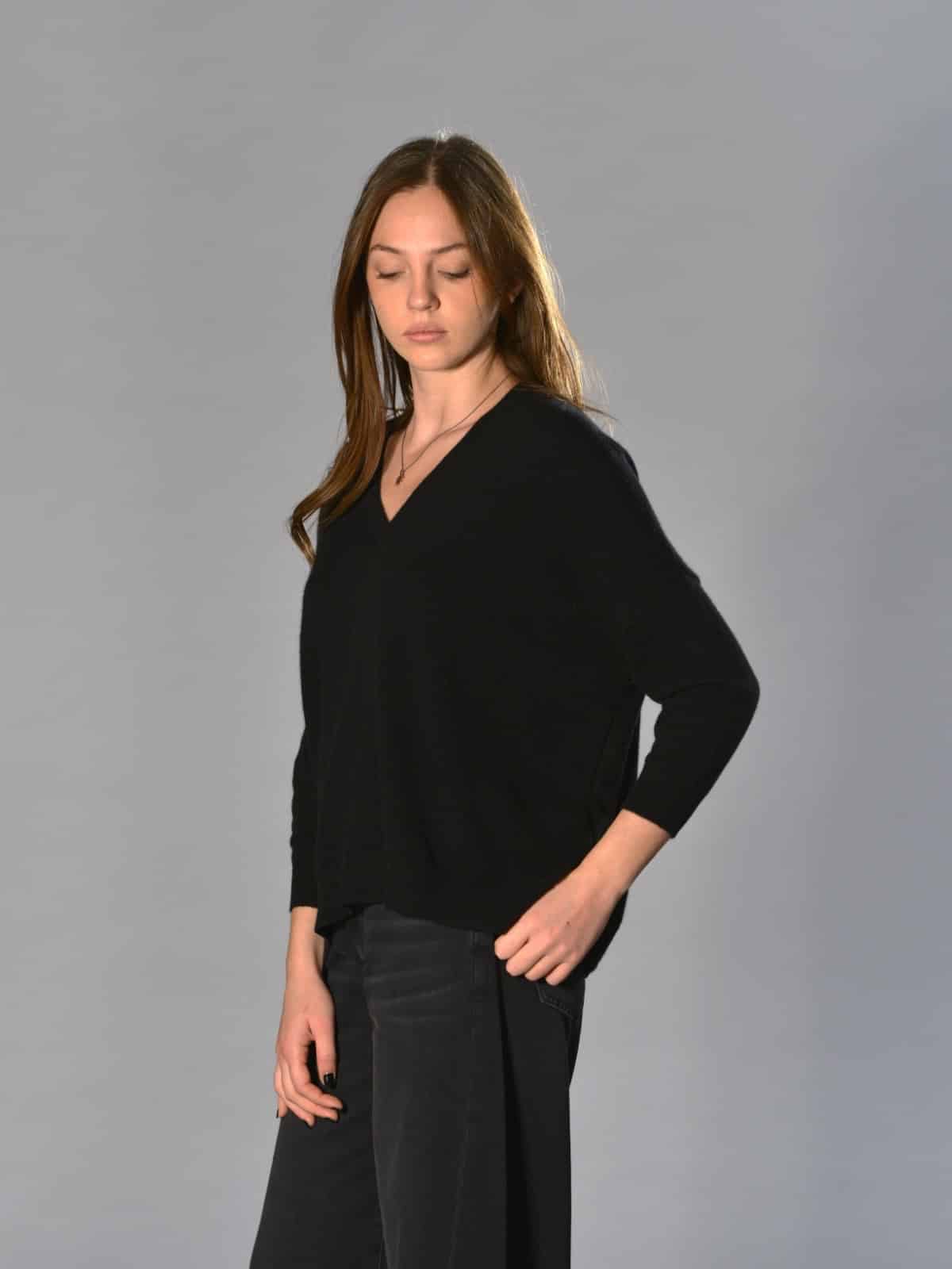 Maglia Over Boxy Nera Marina Lari in Cashmere 1
