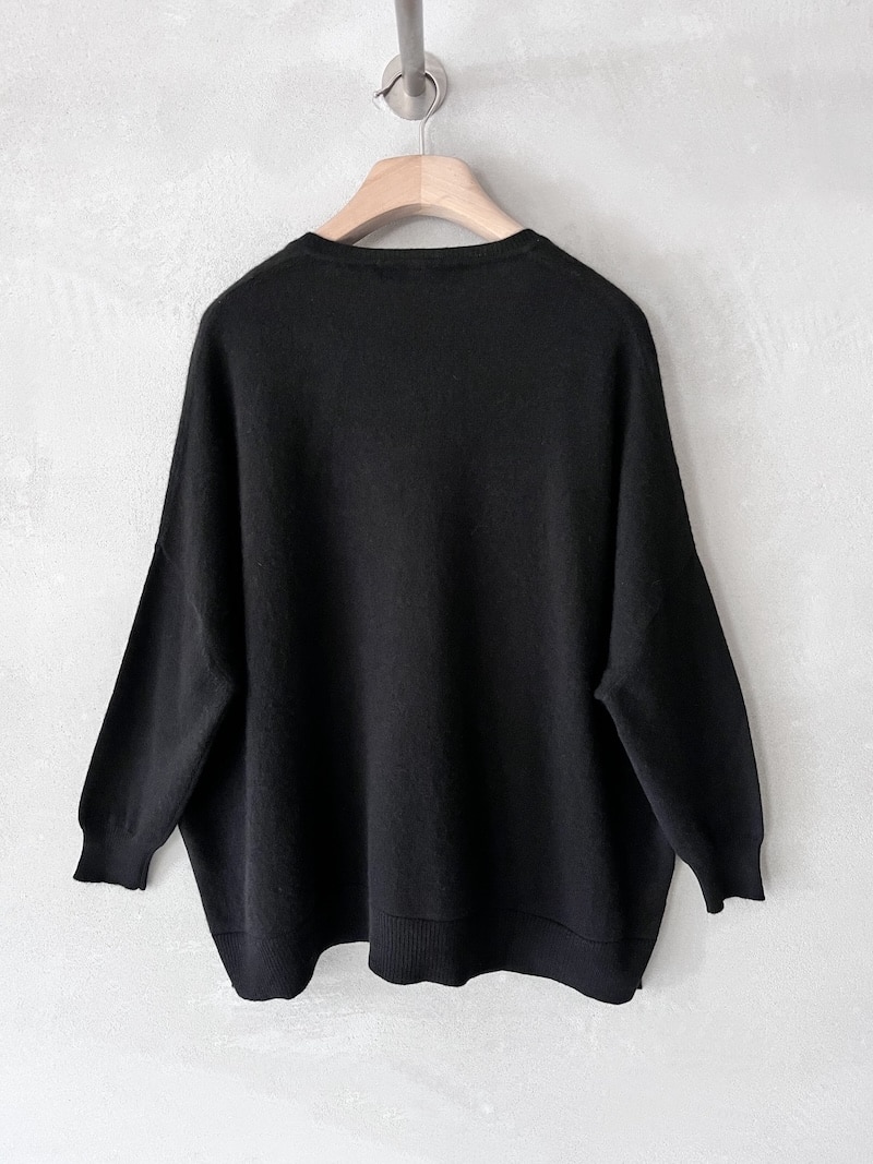 Maglia Over Boxy Nera Marina Lari in Cashmere Melange