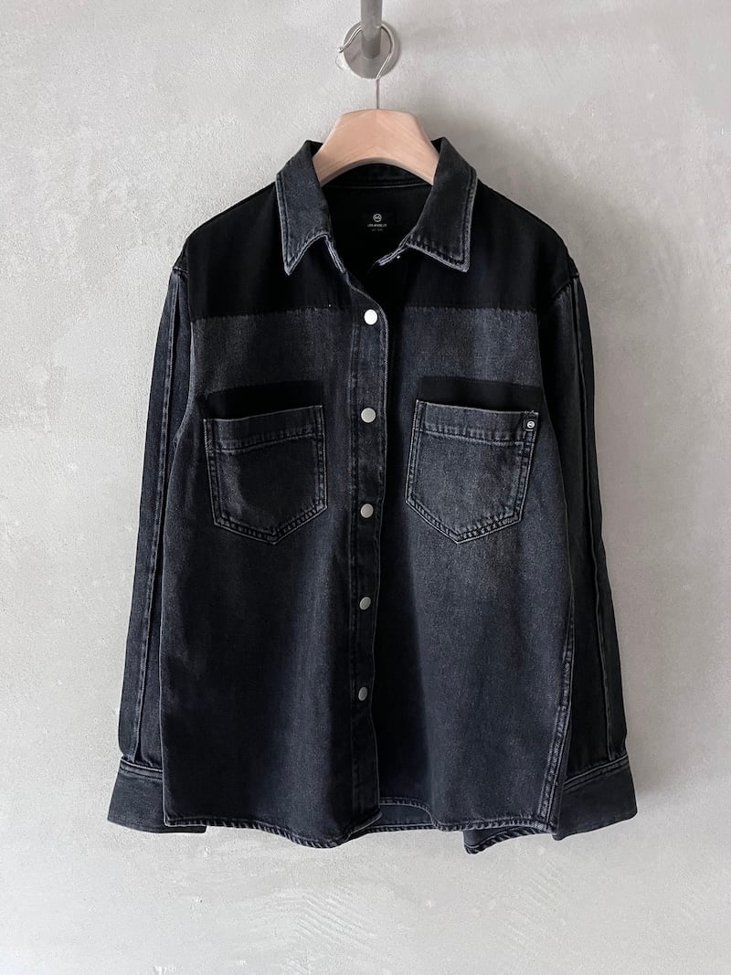 camicia jeans cotone lyocell grigio nero ag