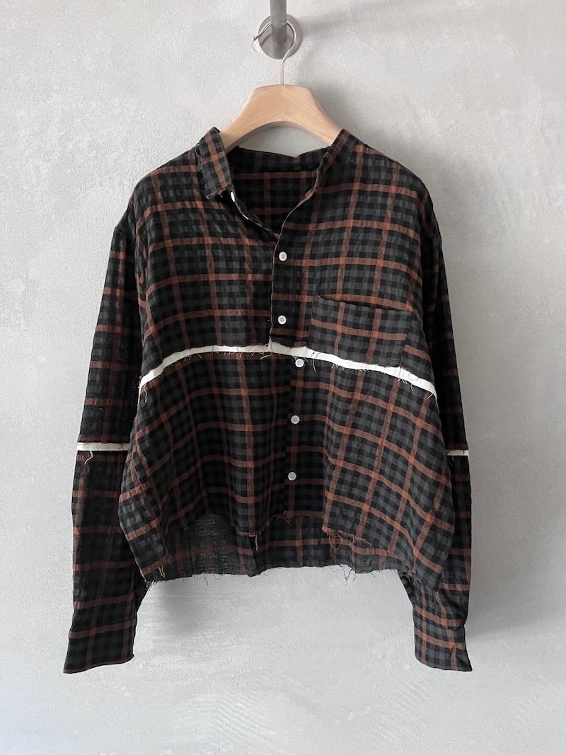 camicia quadretti asimmetrica cotone lana serie numerica