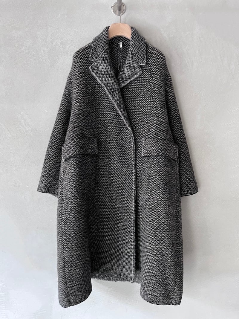 cappotto doppiopetto oversize lana nero grigio boboutic