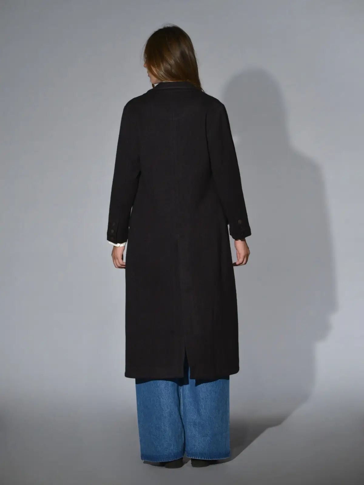 cappotto lungo nero lana foderato seta maku 3