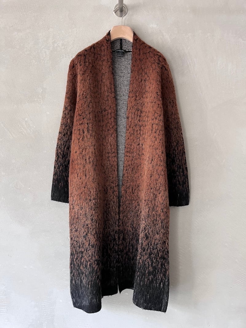 cappotto midi maglia jacquard nero ruggine avant toi