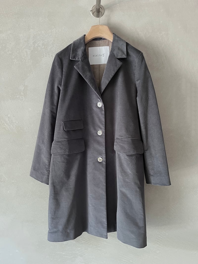 cappotto velluto foderato grigio rialto