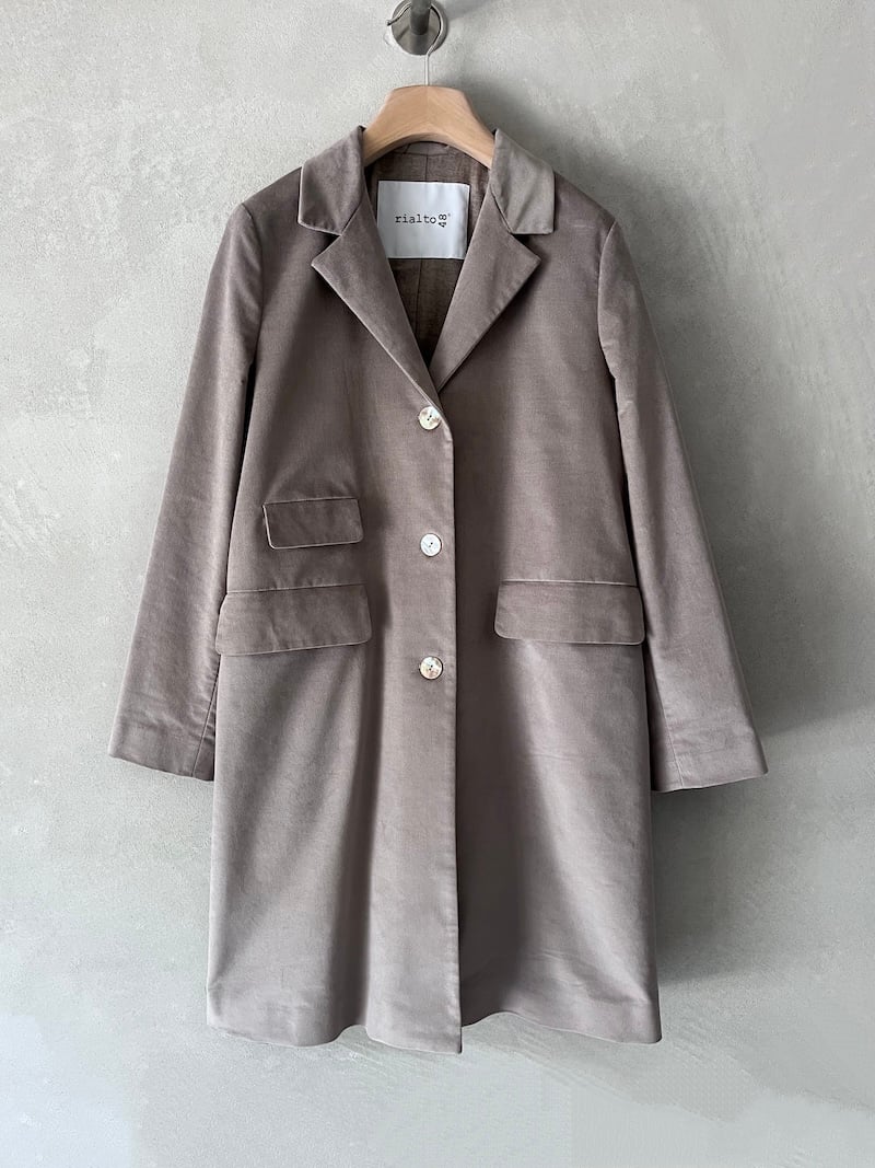 cappotto velluto foderato tortora rialto