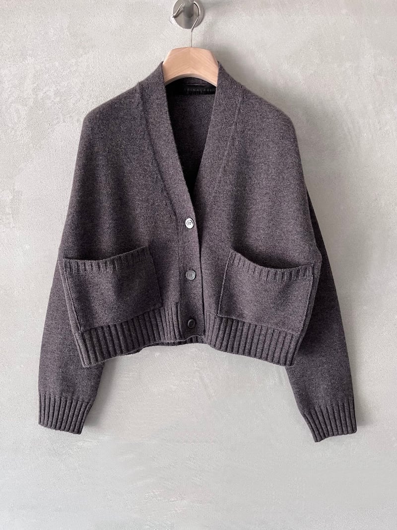 cardigan over corto cashmere tortora marina lari