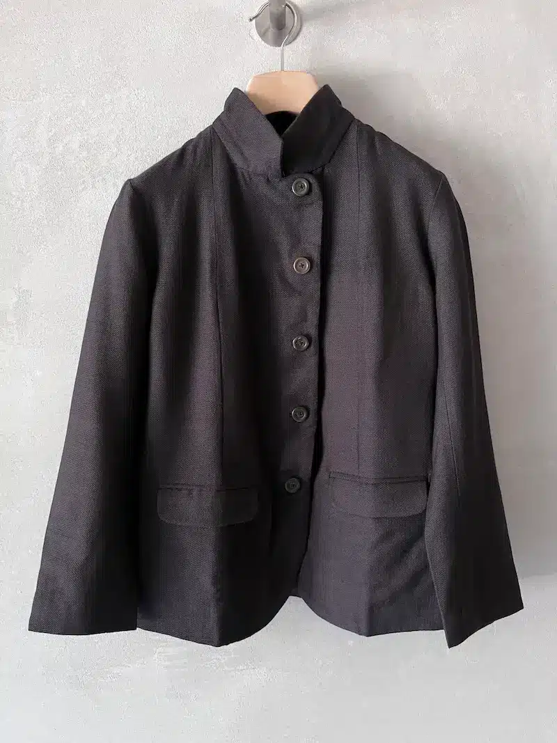 giacca a un petto lana foderata seta melanzana maku