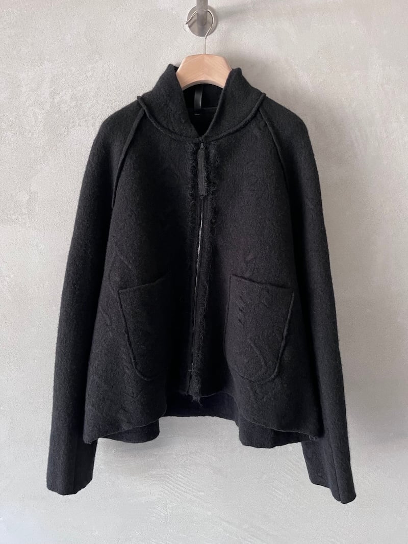 giacca bomber lana merino infeltrita nero serie numerica
