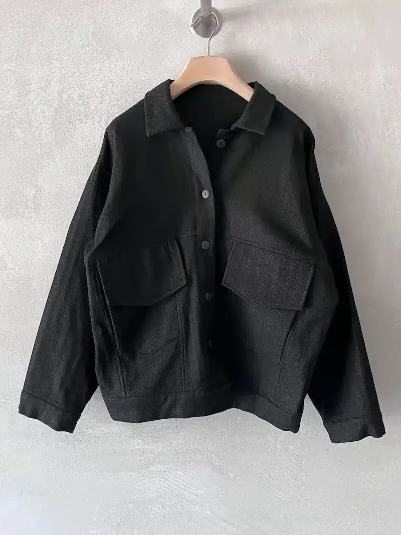 giacca sfoderata oversize lana cotone lino spigato nero serie numerica giacca sfoderata oversize lana cotone lino spigato nero serie numerica