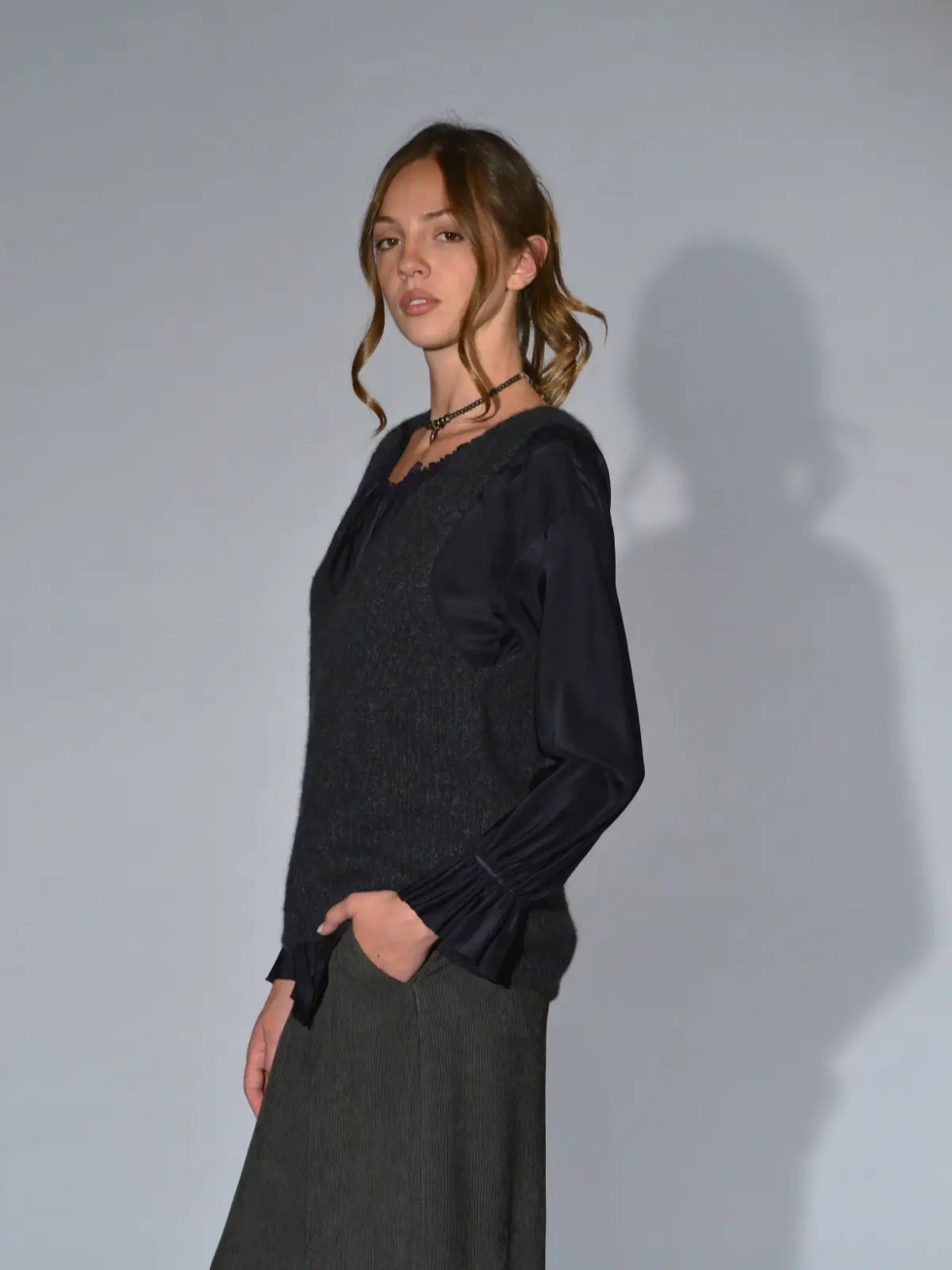 gilet cashmere seta scollato grigio that's alyki 1