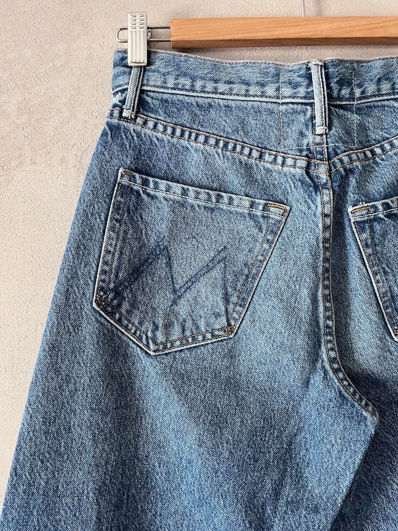 jeans gamba larga vita media the lemon twist sneak mother denim