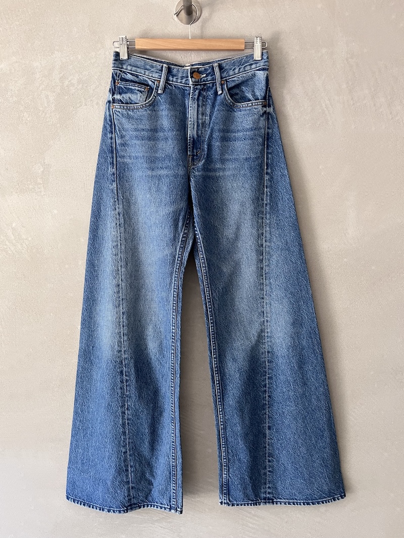 jeans gamba larga vita media the lemon twist sneak mother denim