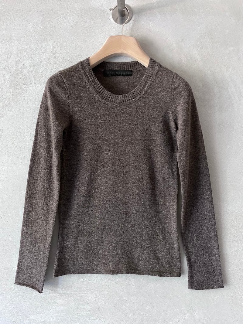 maglia aderente cashmere light melange tortora marina lari